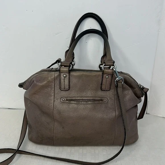 B Makowsky Puddy/Gray Soft Leather Handbag Purse - Picture 3 of 8